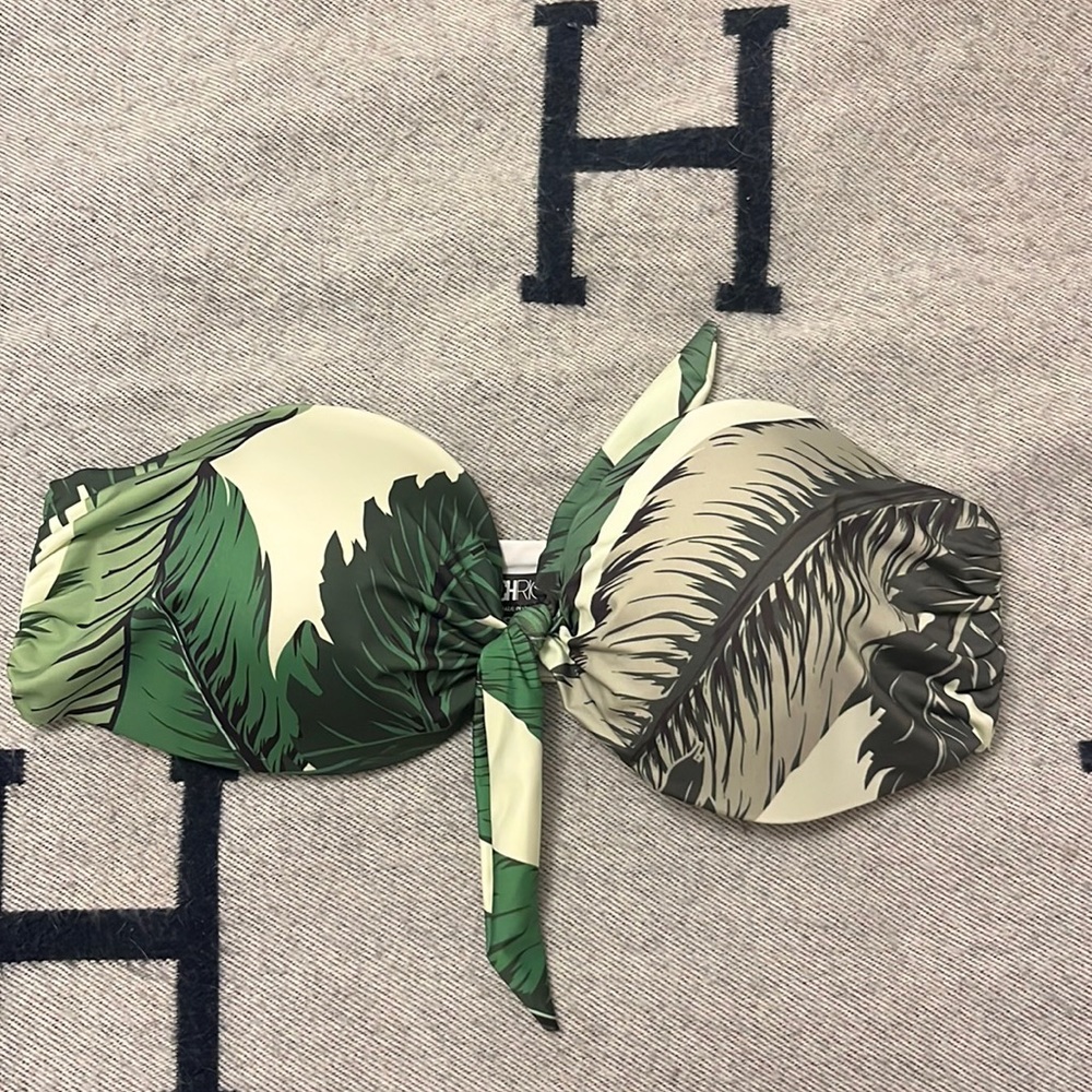 Beach riot size large palm print bikini bandeau top